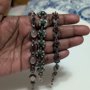 Elegant Multi-Color Gemstone Bracelet Set